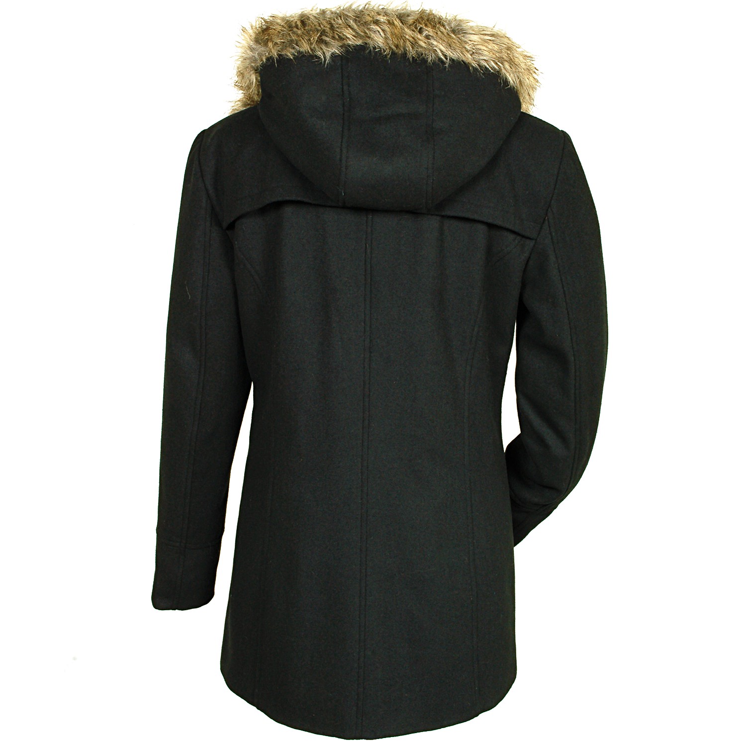Alpine Swiss Duffy Women's Hooded Parka Fur Trim Wool Coat Toggle